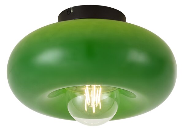 Plafonieră retro neagră cu sticlă verde 30cm - Glaze