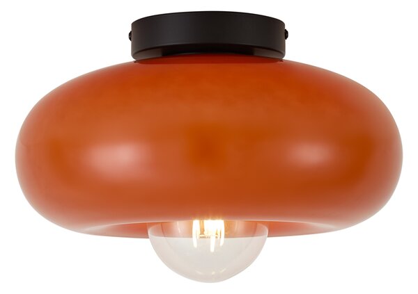 Plafonieră retro neagră cu sticlă portocalie 30cm - Glaze