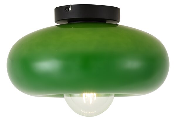 Plafonieră retro neagră cu sticlă verde 30cm - Glaze