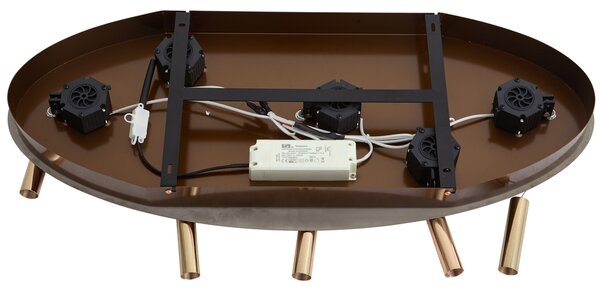 Lampă suspendată de design auriu roz cu sticlă chihlimbarie, inclusiv LED reglabil în 3 trepte, cu 5 lumini Easylift - Fiera