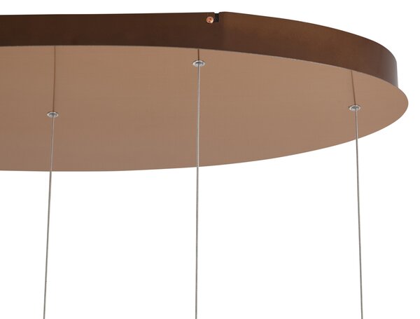 Lampă suspendată de design auriu roz cu sticlă chihlimbarie, inclusiv LED reglabil în 3 trepte, cu 5 lumini Easylift - Fiera