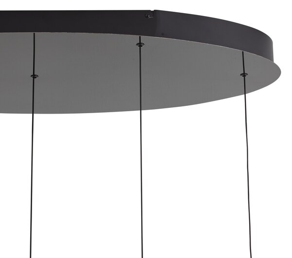 Fiera Designer Pendant Lamp: Gunmetal Finish with Green Glass, Integrated LED, 3-Step Dimmable, 5-Light Easylift