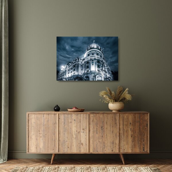 Tablou pe sticlă cu arhitectură în întuneric (70x50 cm)