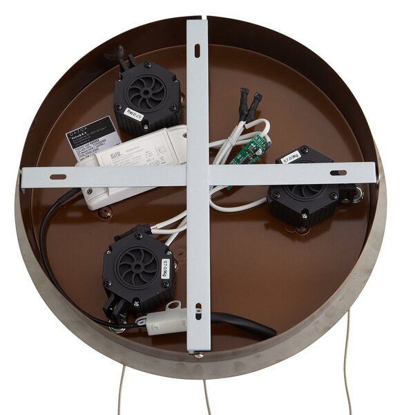 Lampă suspendată de design Fiera, aur rozaliu, cu sticlă chihlimbarie, LED inclus, reglabilă în 3 trepte, 3 lumini, Easylift