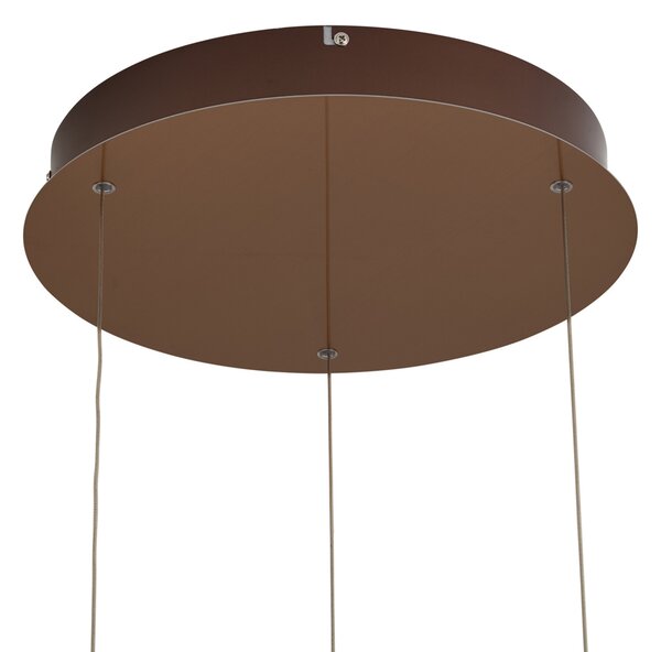 Lampă suspendată de design Fiera, aur rozaliu, cu sticlă chihlimbarie, LED inclus, reglabilă în 3 trepte, 3 lumini, Easylift