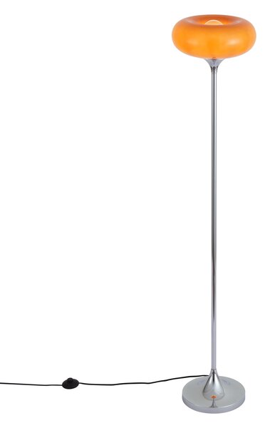 Lampă de podea retro cromată cu abajur de sticlă portocaliu 150 cm - Glaze