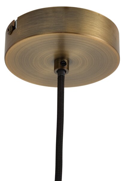 Lampă suspendată Art Deco bronz cu sticlă chihlimbar dreaptă cu 8 lumini - Text