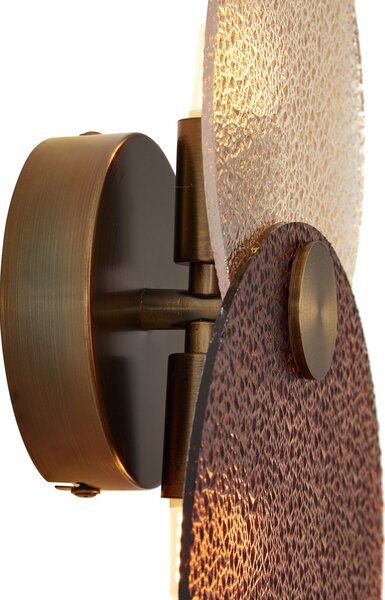 Lampă de perete Art Deco bronz închis cu sticlă chihlimbar 2 lumini - Text
