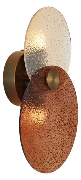 Lampă de perete Art Deco bronz închis cu sticlă chihlimbar 2 lumini - Text