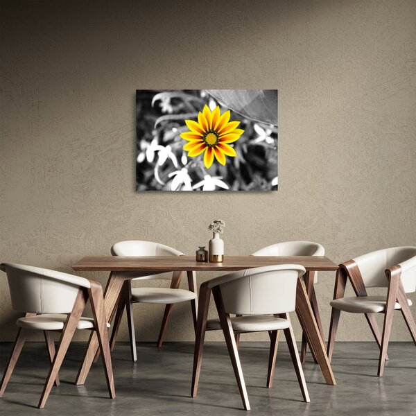 Tablou pe sticlă cu floare galbenă (70x50 cm)