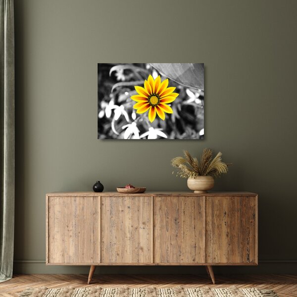 Tablou pe sticlă cu floare galbenă (70x50 cm)