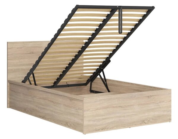 Pat TETRIX 120x200, stejar sonoma, PAL laminat, cu somiera si lada dep