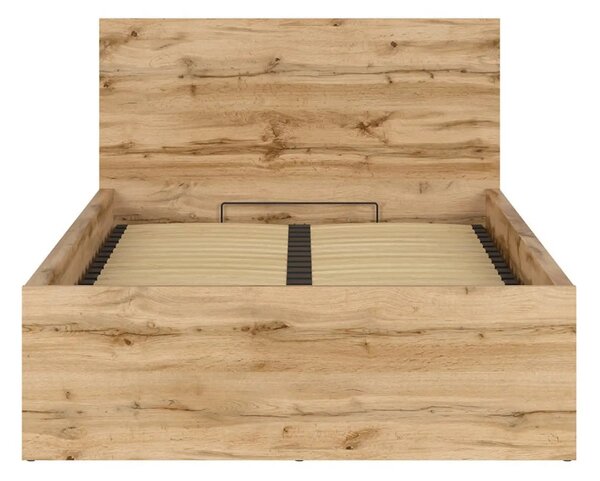 Pat TETRIX 120x200, stejar wotan, PAL laminat, cu somiera si lada depo