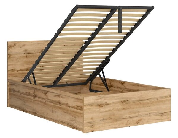 Pat TETRIX 120x200, stejar wotan, PAL laminat, cu somiera si lada depo