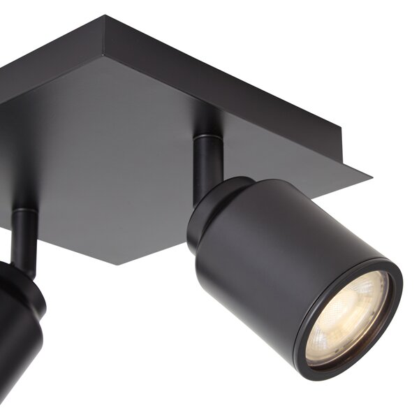 Spot de baie modern negru pătrat cu 2 lumini IP44 - Ducha