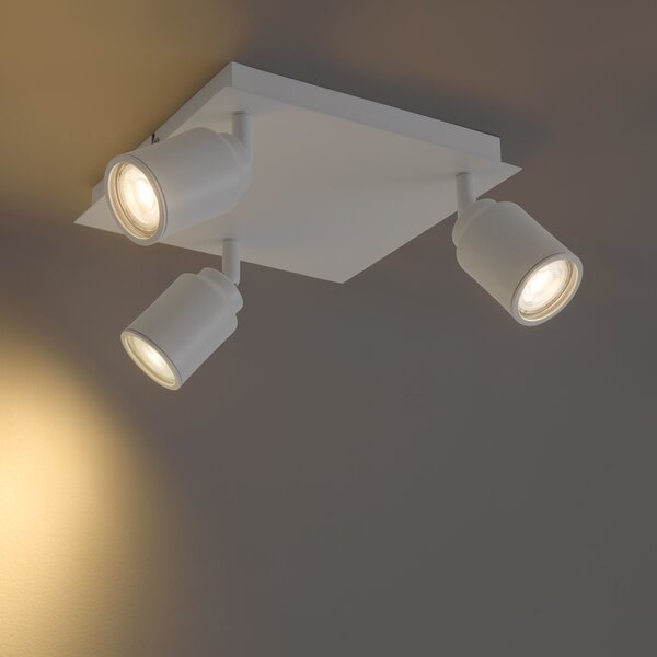 Spot de baie modern alb pătrat cu 3 lumini IP44 - Ducha