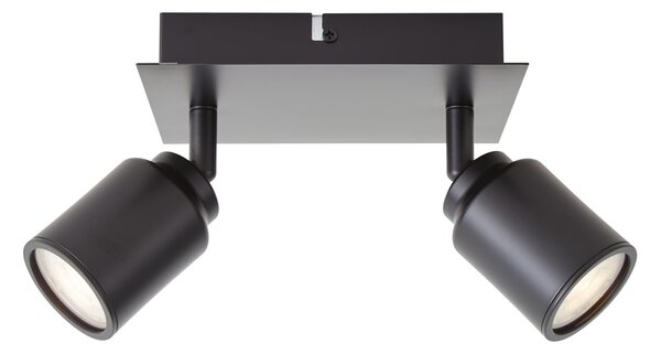 Spot de baie modern negru pătrat cu 2 lumini IP44 - Ducha