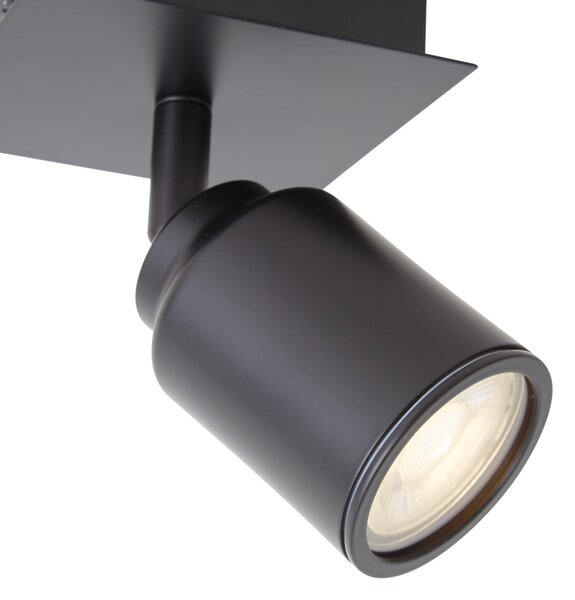 Spot de baie modern negru pătrat IP44 - Ducha