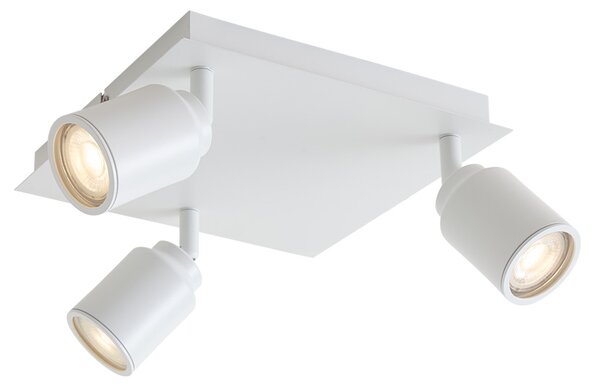 Spot de baie modern alb pătrat cu 3 lumini IP44 - Ducha