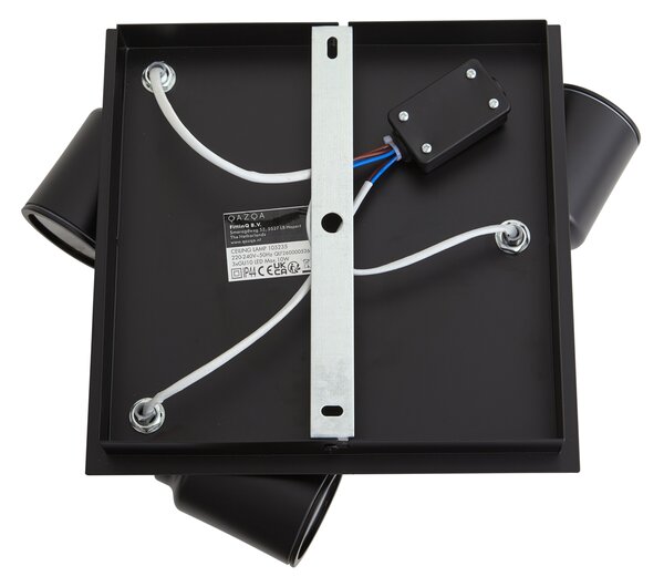 Spot de baie modern, pătrat, negru, cu 3 lumini, IP44 - Ducha