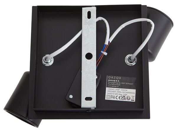 Spot de baie modern negru pătrat cu 2 lumini IP44 - Ducha