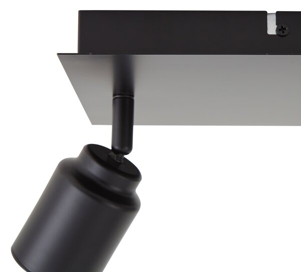 Spot de baie modern, pătrat, negru, cu 3 lumini, IP44 - Ducha