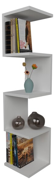 Etajera de perete Zigzara din PAL melaminat, alb, 25x25x109 cm