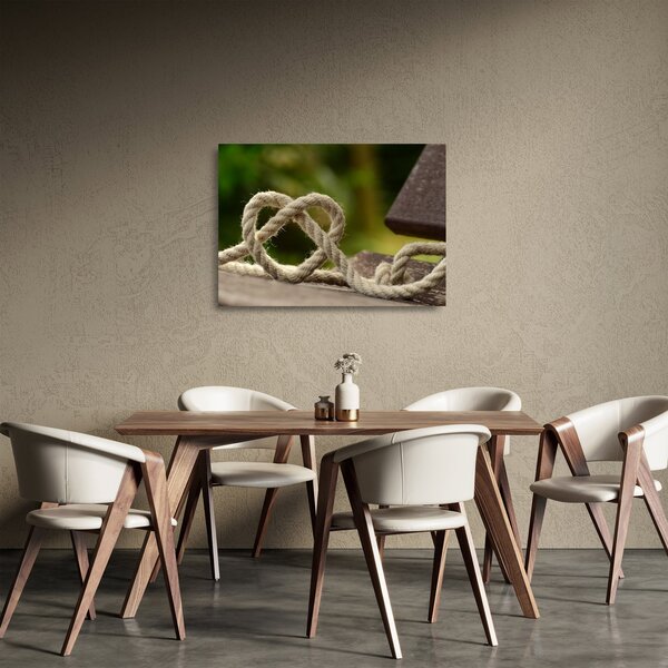 Tablou pe sticlă inima din frânghie (70x50 cm)