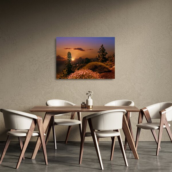 Tablou pe sticlă naturii cu apus de soare (70x50 cm)