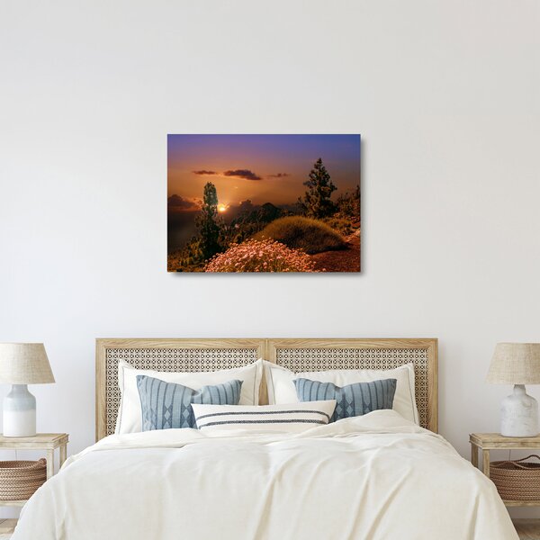 Tablou pe sticlă naturii cu apus de soare (70x50 cm)