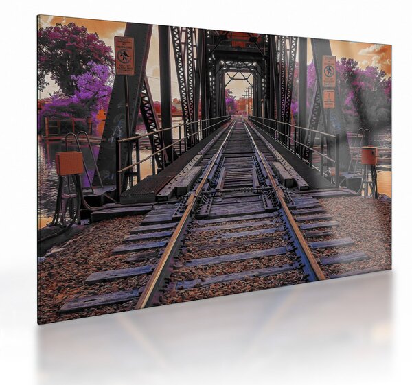 Tablou pe sticlă cu pod de cale ferată (70x50 cm)