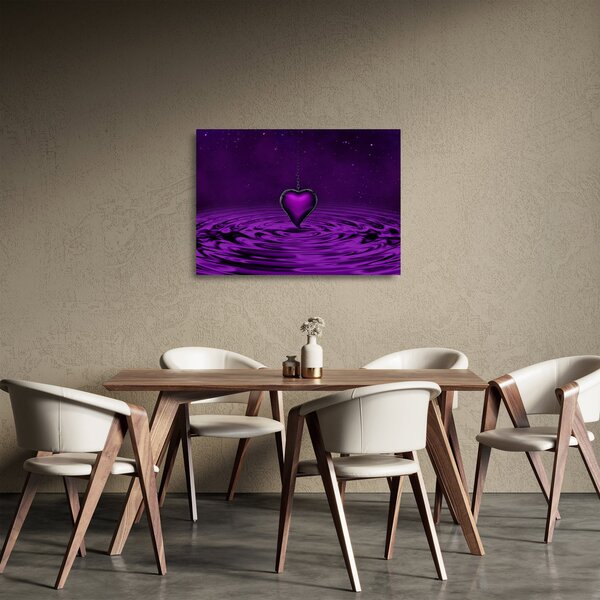 Tablou pe sticlă ci inima violetă (70x50 cm)