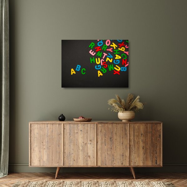 Tablou pe sticlă - litere colorate (70x50 cm)