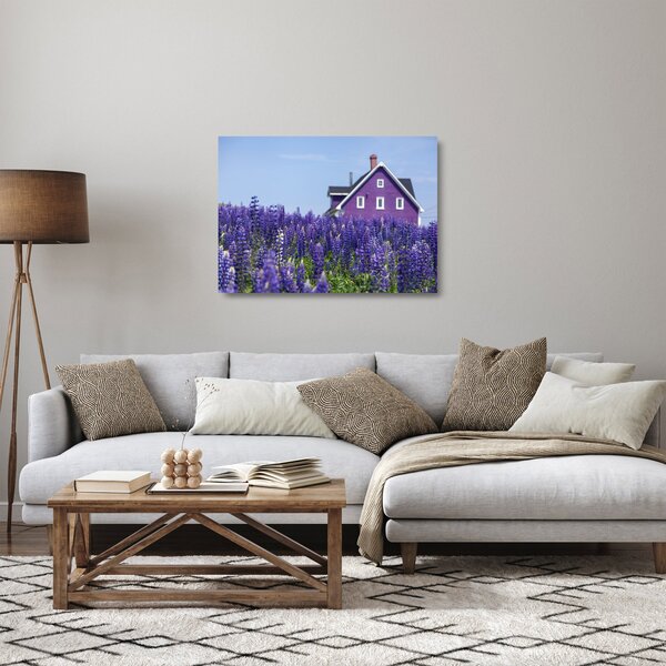 Tablou pe sticlă cu câmp de lavanda (70x50 cm)