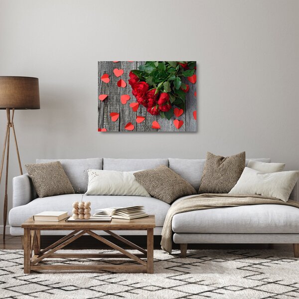 Tablou pe sticlă cu trandafiri (70x50 cm)