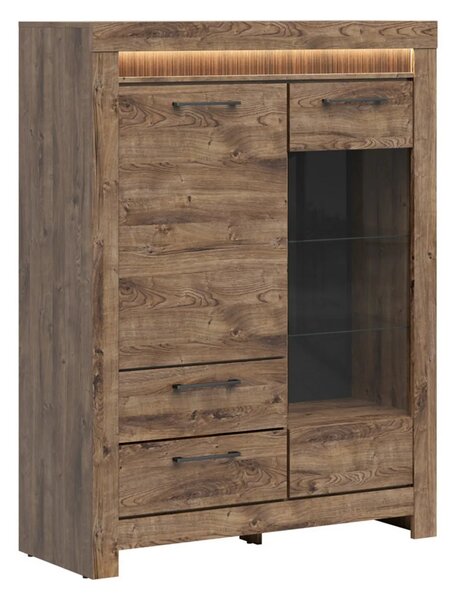 Vitrina TORIN, stejar, PAL/sticla securizata, 114x45x150 cm