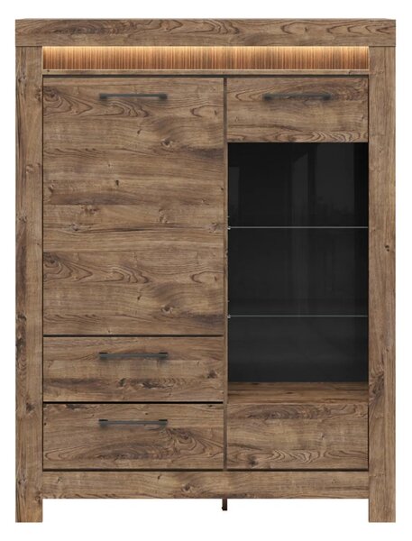 Vitrina TORIN, stejar, PAL/sticla securizata, 114x45x150 cm