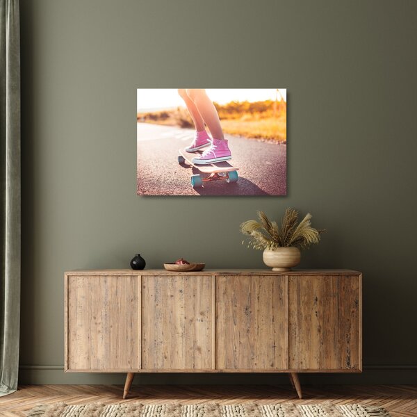 Tablou pe sticlă cu scateboard (70x50 cm)