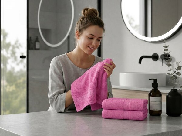 1x prosop de baie CLARYSSE ELEGANCE 70x140 cm + 1x prosop CLARYSSE 60x110 cm 100% bumbac, roz