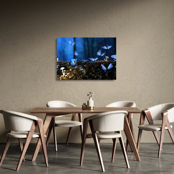 Tablou pe sticlă cu fluturi alabstre (70x50 cm)