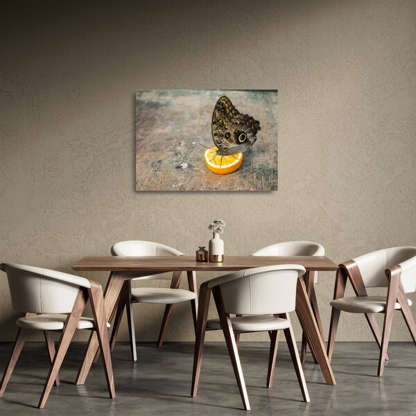 Tablou pe sticlă cu fluturi (70x50 cm)