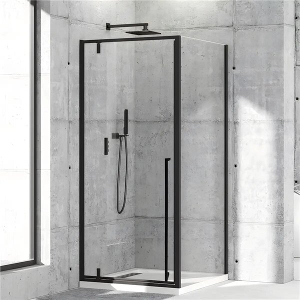 Cabina de dus BR6614CA 90X90cm, Patrata, Sticla Securizata 6mm, Profil Aluminiu Negru