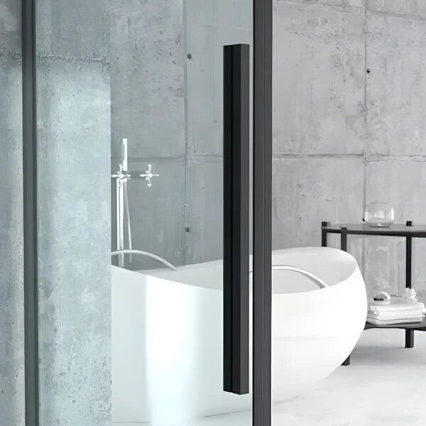 Cabina De Dus Oto 80x120cm, Sticla Securizata Gri 6mm, Profil Aluminiu Negru, Usa Culisanta