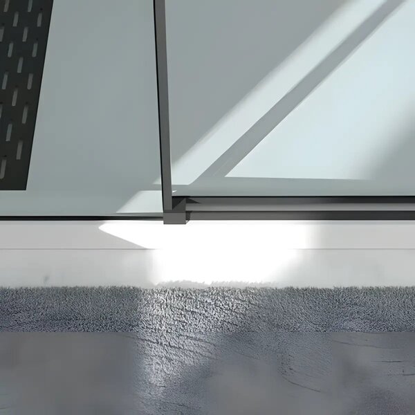 Cabina De Dus Oto 80x120cm, Sticla Securizata Gri 6mm, Profil Aluminiu Negru, Usa Culisanta