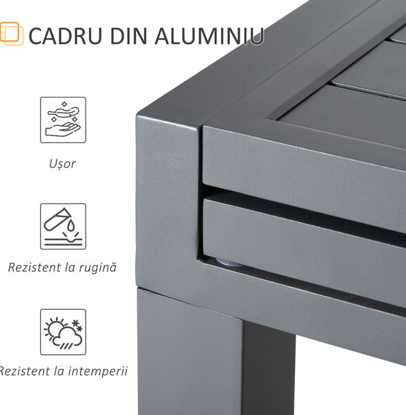 Masa de Gradina Extensibila Outsunny pentru 8-10 Persoane cu Structura din Aluminiu, 135-270x90x75cm, Gri | Aosom Romania