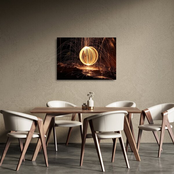 Tablou pe sticlă cu bilă iluminată (70x50 cm)
