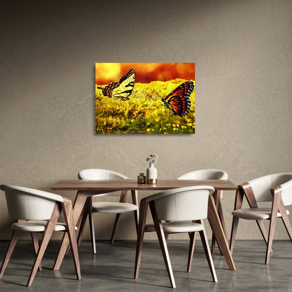 Tablou pe sticlă cu fluturi (70x50 cm)