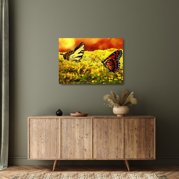 Tablou pe sticlă cu fluturi (70x50 cm)