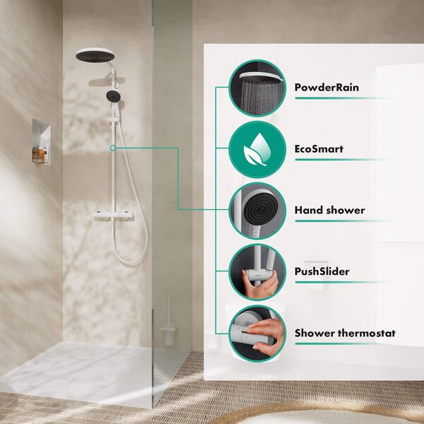 Hansgrohe Pulsify S Puro set de duș perete cu duș de ploaie alb 24237700