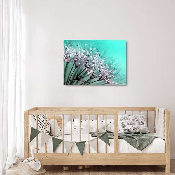 Tablou pe sticlă - planta cu rouă (70x50 cm)